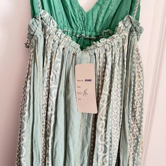 Boho Maxi Dress with Tassel Straps in Sage Green - Picture 4 of 10